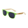 Retro Bamboo Arms Sunglasses - Green Front